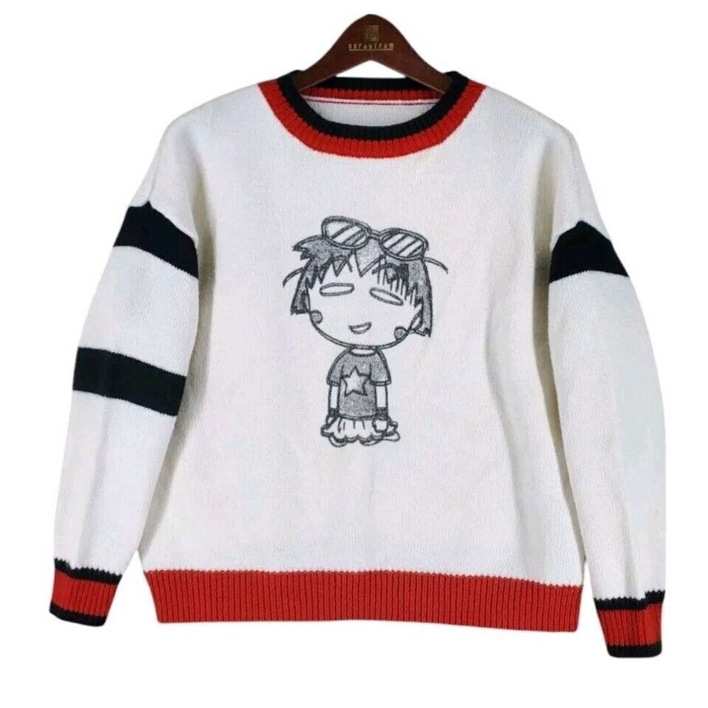 Grace Chow x Chibi Maruko Chan Knit Sweater Japanese Womens S Ivory White Red LS - Picture 10 of 11